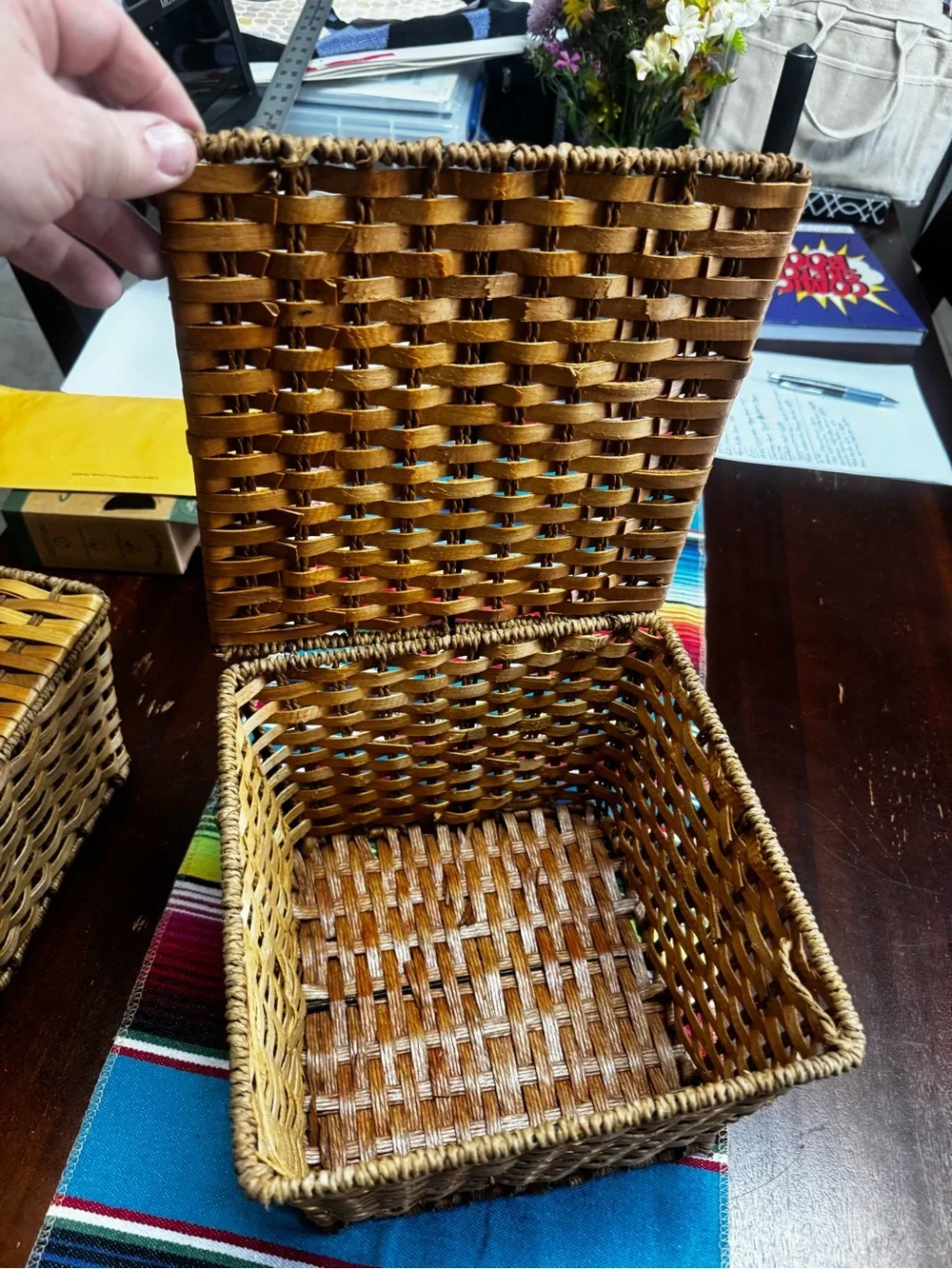 Woven Rattan Storage Basket Set - Natural Brown